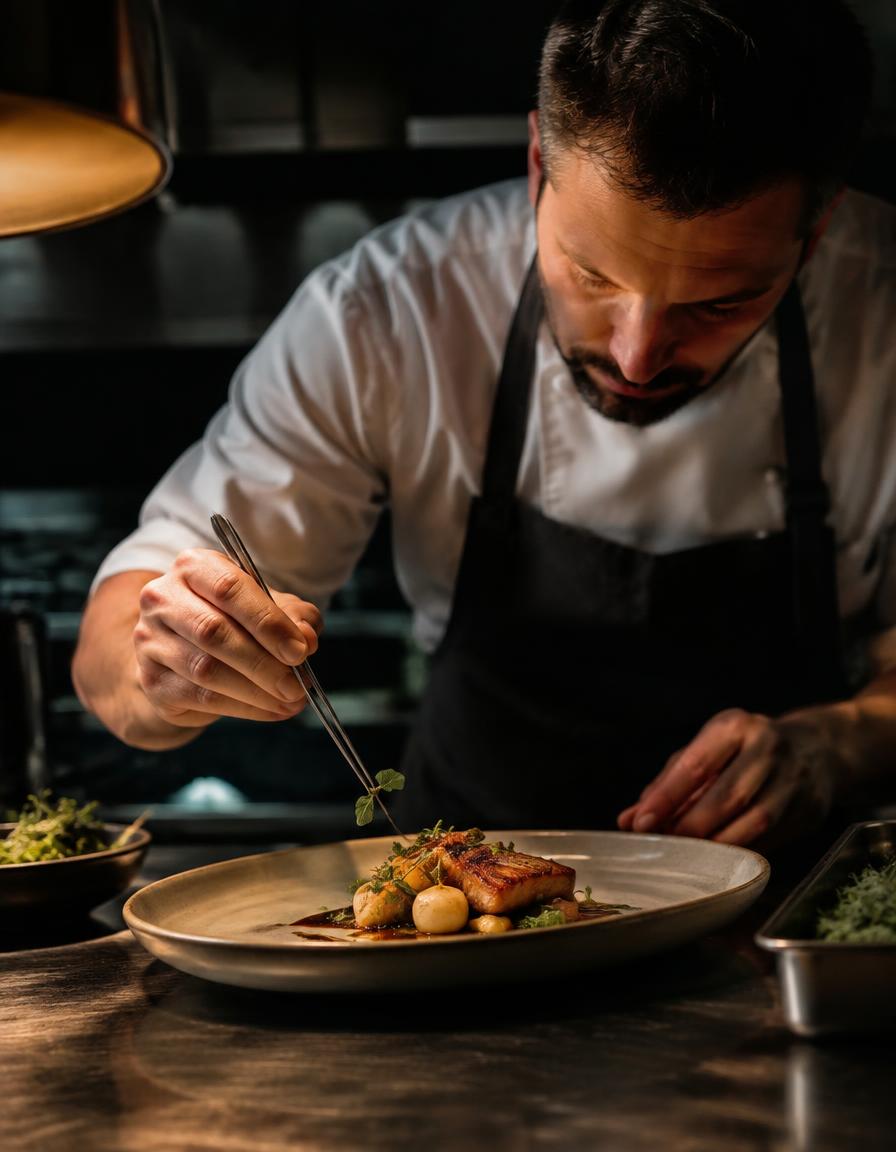 Our chef plating a dish